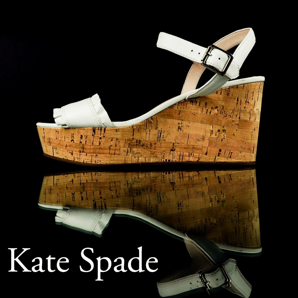 Kate Spade NY Tomas Leather Ruffle Cork Wedges